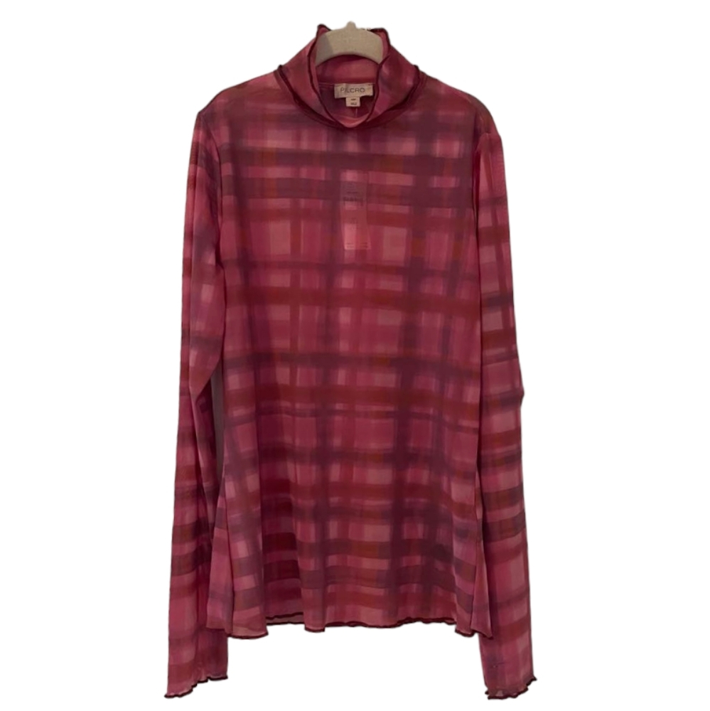 Pink Anthropologie Pilcro Women's Plaid Turtleneck Top